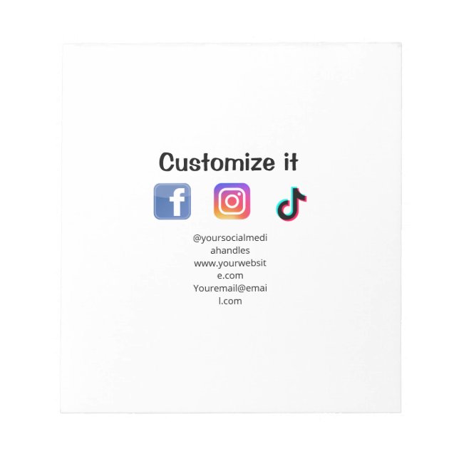 Customize it add social media website email text m notepad (Front)