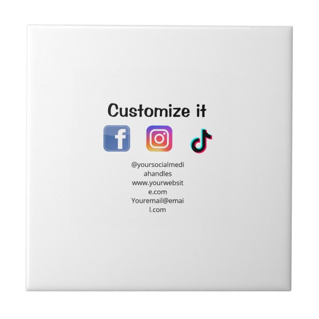Customize it add social media website email text m tile (Front)