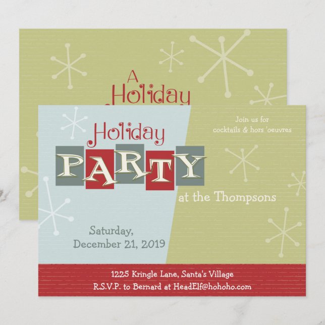 CUSTOMIZE IT - Atomic Retro Holiday Party Invite (Front/Back)