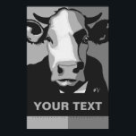 CUSTOMIZE IT Black and White Pop Art Cow Poster<br><div class="desc">This poppy poster pop-art inspired poster with YOUR CUSTOM TEXT and our classic Cow headshot in Black and White is vegan to the core and a shout out to our bovine buddies. This hand drawn design by Armagarden uses modern colours to pop off any wall you throw it on! Visit...</div>