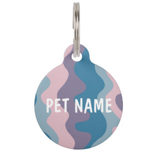 CUSTOMIZE IT Blue Retro Curvy Stripes Colourful Fu Pet Tag
