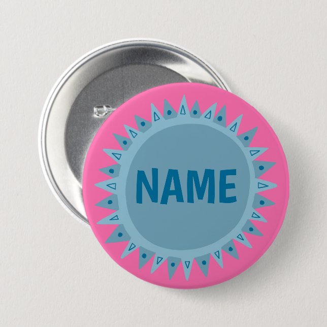 CUSTOMIZE IT Blue Sunshine Pink 3 Inch Round Button (Front & Back)