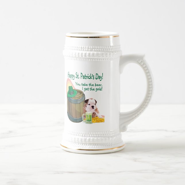 Customize It! Bulldog Puppy St Patrick’s Day Stein (Right)