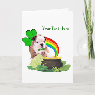 Customize It! Bulldog Puppy St. Patrick's Day Card