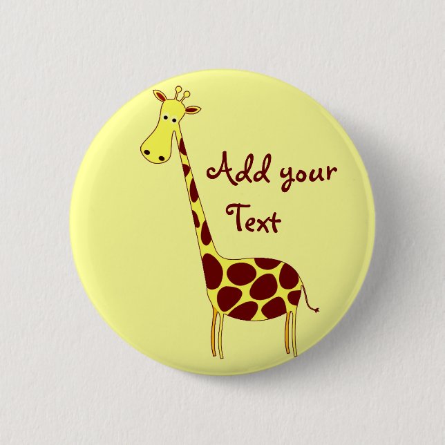 Customize It! Cute Giraffe Design 2 Inch Round Button (Front)