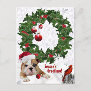 Customize It New Bulldog Puppy Christmas Version 2 Holiday Postcard