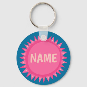 CUSTOMIZE IT Pink Blue Sunshine Name Tag  Keychain