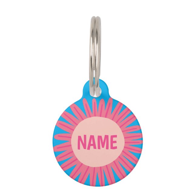 CUSTOMIZE IT Pink Daisy Flower Name Tag  ID (Front)