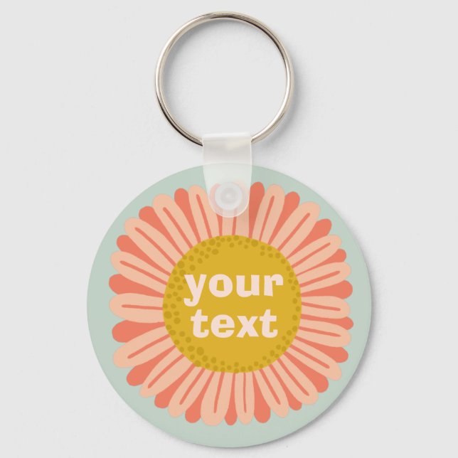 CUSTOMIZE IT Pink Daisy Sunflower Name Tag   Keychain (Front)