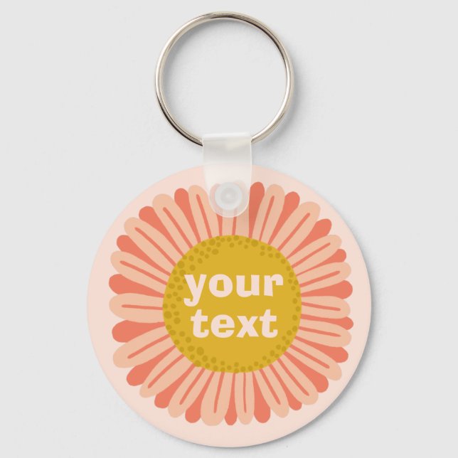 CUSTOMIZE IT Pink Daisy Sunflower Name Tag   Keychain (Front)