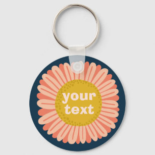 CUSTOMIZE IT Pink Daisy Sunflower Name Tag  Keychain
