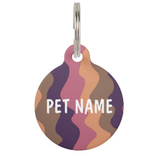 CUSTOMIZE IT Pink Retro Curvy Stripes Colourful Fu Pet Tag