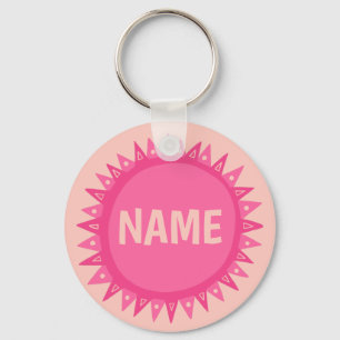 CUSTOMIZE IT Pink Sun Sunshine Name Tag  Keychain