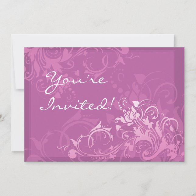 customize it pretty pink swirl floral design invitation (Front)