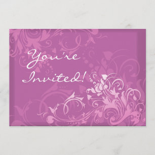customize it pretty pink swirl floral design invitation
