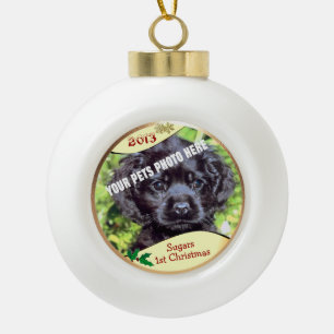 Customize it! - Puppys First Christmas Keepsake Ceramic Ball Christmas Ornament
