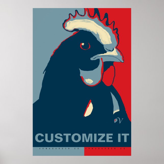 CUSTOMIZE IT Red White Blue Pop Art Chicken Poster (Front)