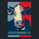 CUSTOMIZE IT Red White Blue Pop Art Cow Poster<br><div class="desc">This poppy poster pop-art inspired poster with YOUR CUSTOM TEXT and our classic Cow headshot in Red White and Blue is vegan to the core and a shout out to our bovine buddies. This hand drawn design by Armagarden uses modern colours to pop off any wall you throw it on!...</div>