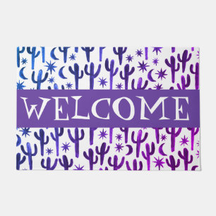 Customize it! WELCOME Night Desert Saguaro Cactus Doormat