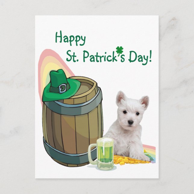 Customize It! Westie Puppy St. Patrick's Day Card (Front)