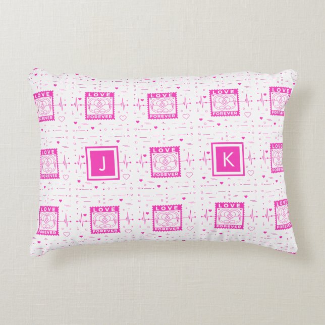 Customize it with your initials love forever accent pillow (Front)