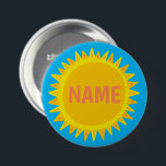 CUSTOMIZE IT Yellow Blue Sunshine Name Tag  3 Inch Round Button<br><div class="desc">Decorate your outfit with this cool art button. Makes a great  gift! You can customize it and add text too. Check my shop for lots more colours and patterns! Let me know if you'd like something custom too.</div>