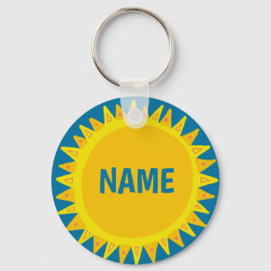 CUSTOMIZE IT Yellow Sun Sunshine Name Tag Keychain