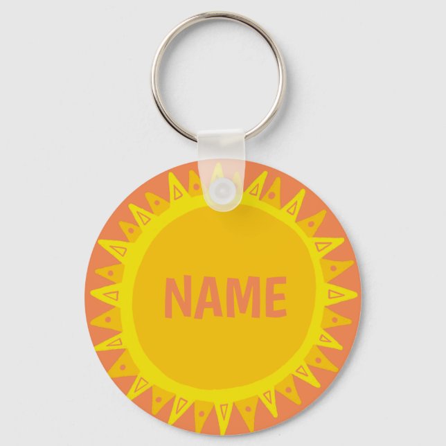 CUSTOMIZE IT Yellow Sun Sunshine Name Tag   Keychain (Front)
