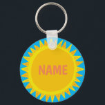 CUSTOMIZE IT Yellow Sun Sunshine Name Tag   Keychain<br><div class="desc">Decorate your outfit with this cool art keychain. Makes a great  gift! You can customize it and add text too. Check my shop for lots more colours and patterns! Let me know if you'd like something custom too.</div>
