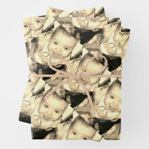 Customize it Your sepia brown photo pattern Wrapping Paper Sheet