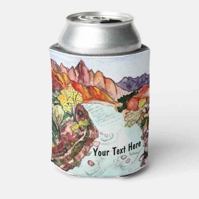 CUSTOMIZE IT! Zion National Park Utah Watercolor Can Cooler (Can Back)