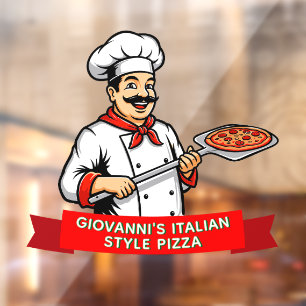 Customize Italian Chef Style Pizza Promotional  Window Cling