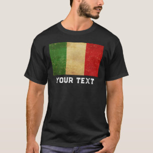 Customize Italian Flag Vintage Grunge Men's Black T-Shirt