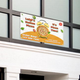 Customize Italian Pizza Shop Business Pizza Time Banner