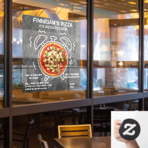 Customize Its Pizza O Clock Pizza Restaurant  Window Cling