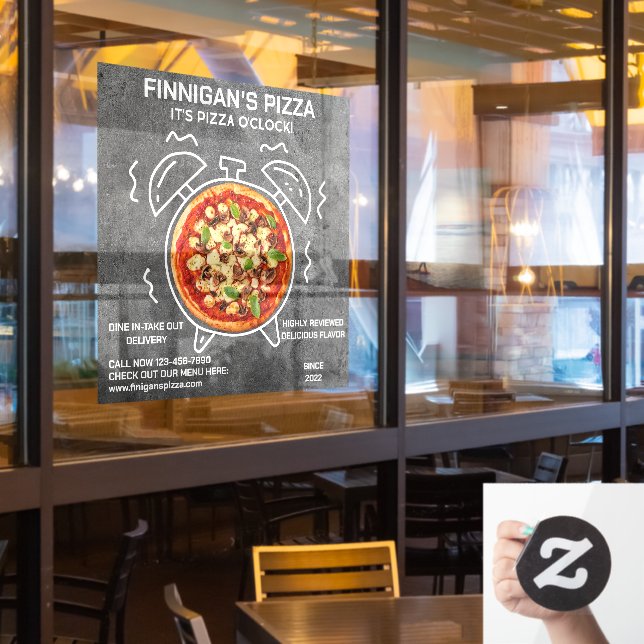 Customize Its Pizza O Clock Pizza Restaurant  Window Cling (Restaurant Window)