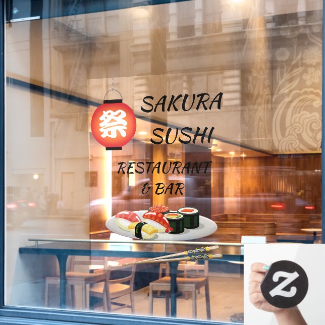 Customize Japanese Sushi Bar Business Shop Window Cling (Cafe Window)