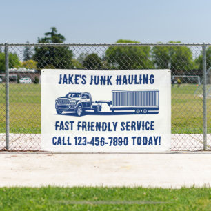 Customize Junk Hauler Dump Trailer Service Roadway Banner