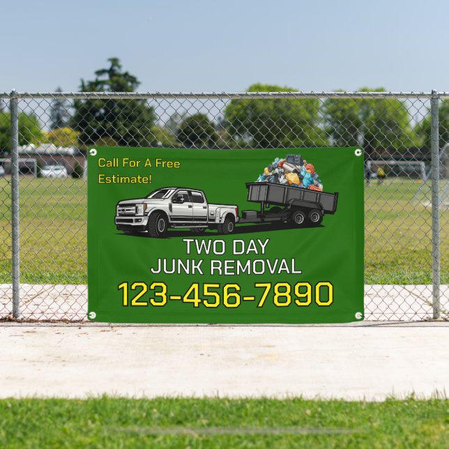 Customize Junk Removal Business Promotional Fence Banner (Insitu)