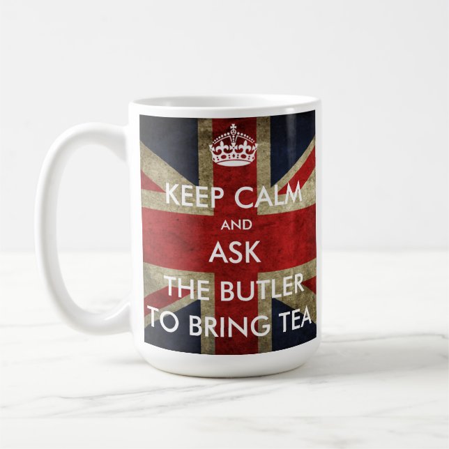 Customize Keep Calm and Ask The Butler for Tea Coffee Mug (Left)