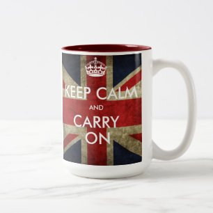 Customize Keep Calm and Carry On Two-Tone Coffee Mug
