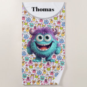Customize Kids Funny Monsters Beach Towel
