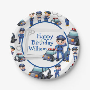 Customize Kids Policemen Paper Plate