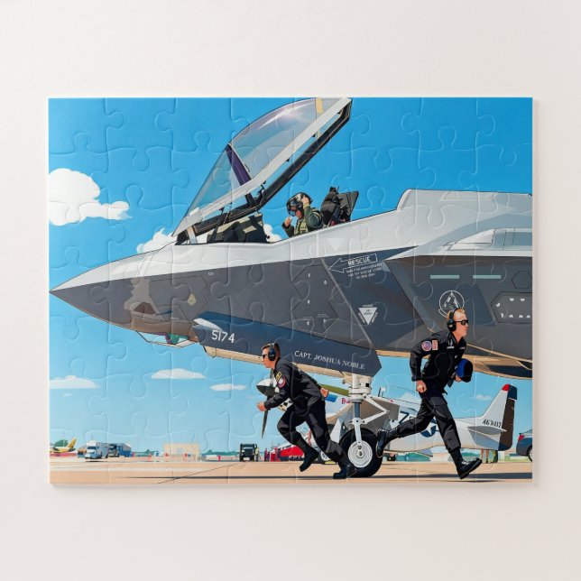 Customize Kids Pre Flight F-35 Lightning II Name  Jigsaw Puzzle (Horizontal)