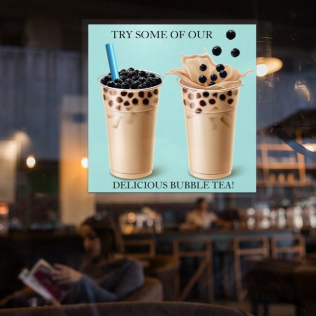 Customize Large Boba Bubble Tea Doughnut Shop  Window Cling (Creator Uploaded)