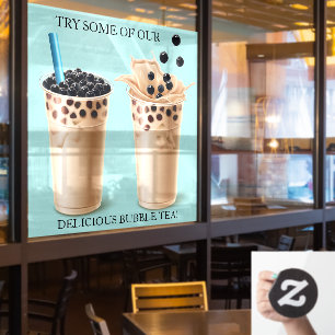 Customize Large Boba Bubble Tea Doughnut Shop  Window Cling