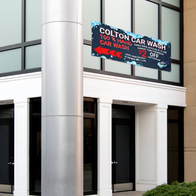 Customize Large Car Wash Business Traffic Visible  Banner (Outside Building)