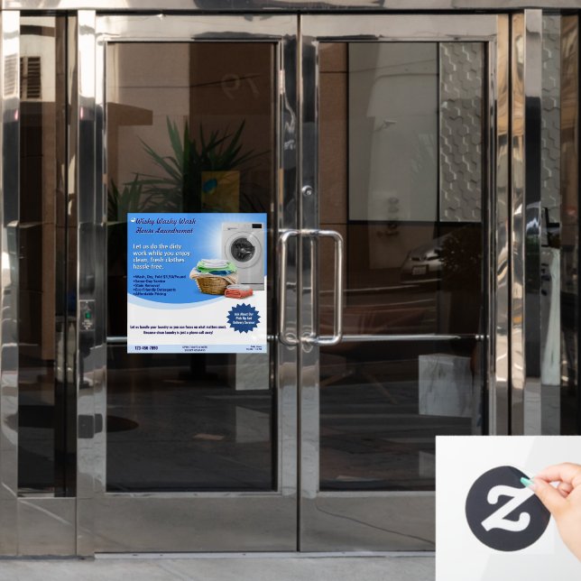 Customize Laundromat Laundry Service Wash and Fold Window Cling (Office Door)