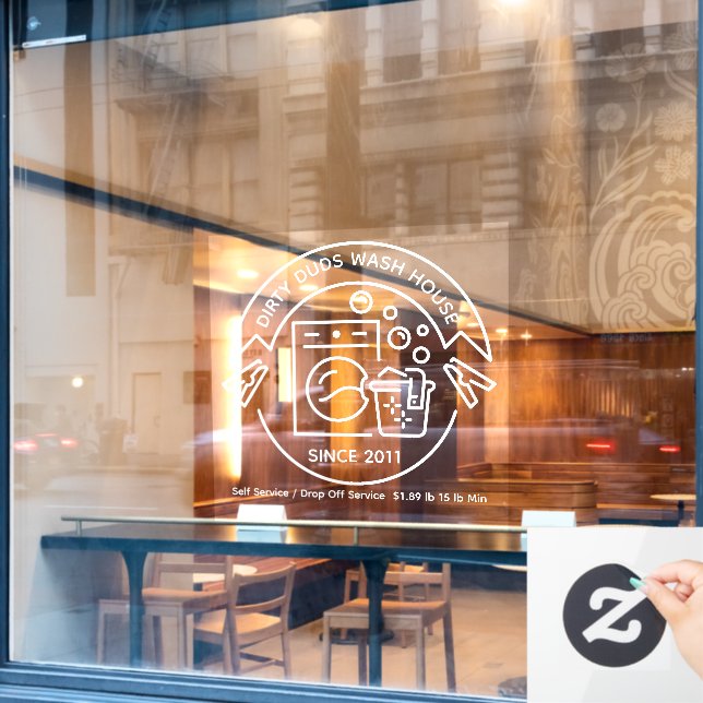 Customize Laundromat Room Wash Fold Business  Window Cling (Cafe Window)
