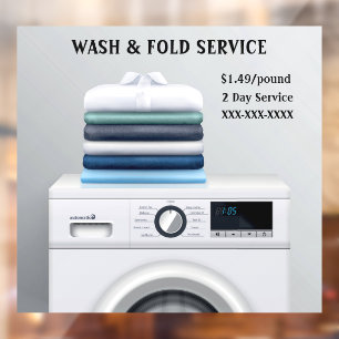 Customize Laundromat Wash and Fold Service  Window Cling